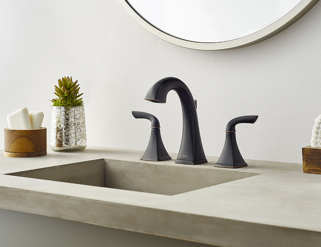 The Bronson Collection for the bath showcases both square angles and graceful curves that rightfully stand out as singular eye-catching elements, yet work together to create a cohesive whole. - See more at: https://blog.pfisterfaucets.com/the-bronson-bath-faucet/#sthash.02ZiAVNj.dpuf