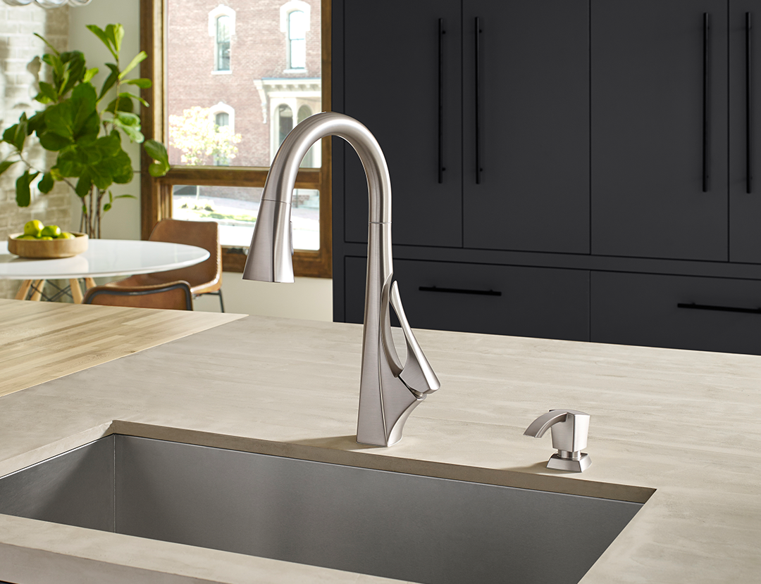 The Venturi Kitchen Faucet with Spot Defense finish from Pfister Faucets.