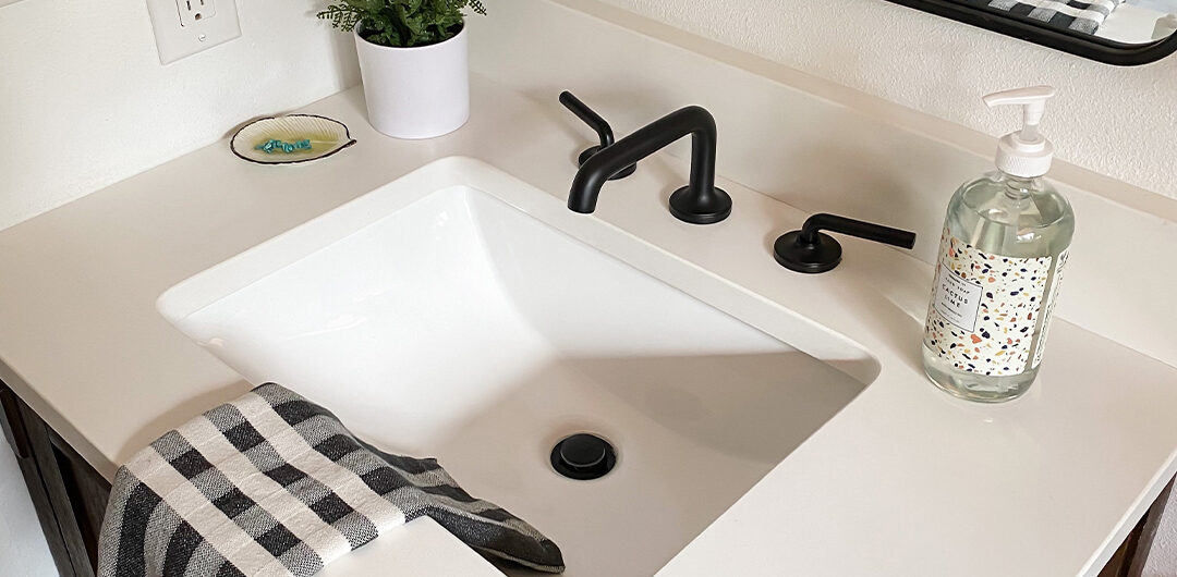 Pedestal Sink Refresh with Matte Black Faucet