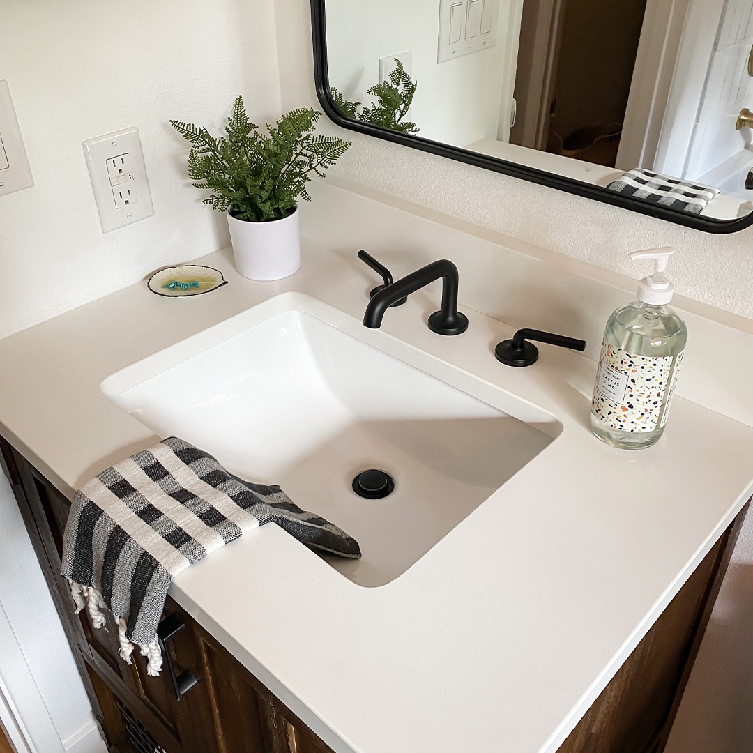 Pedestal Sink Refresh with Matte Black Faucet